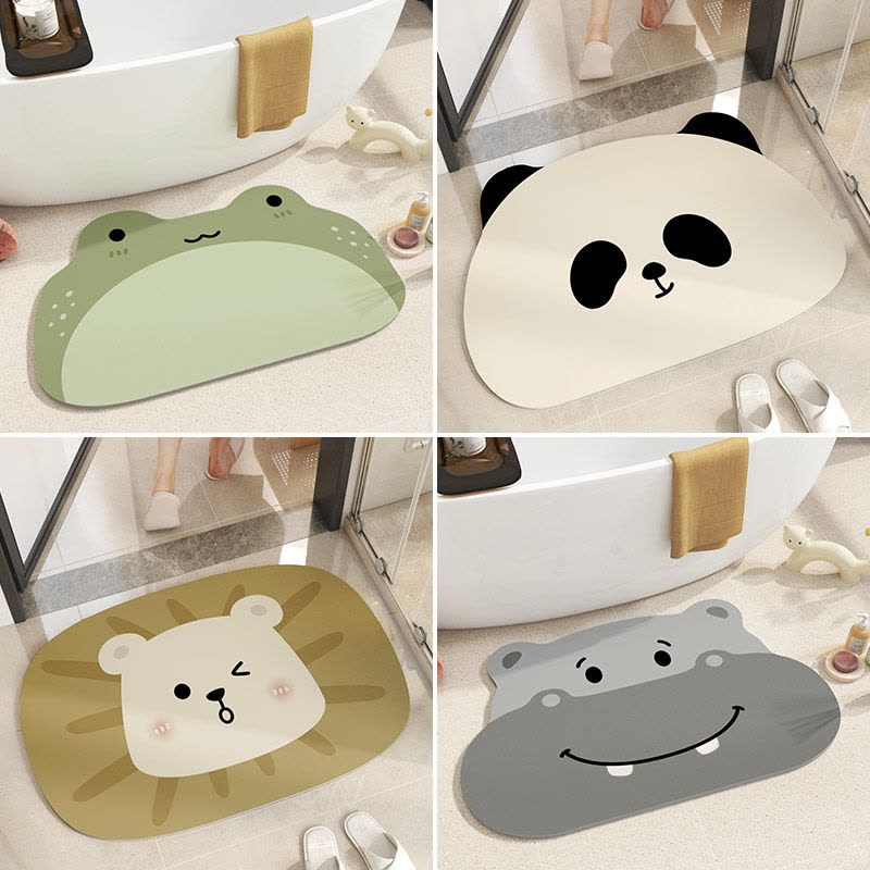 卫生间吸水地垫硅藻泥垫子浴室速干门垫厕所门口脚垫卡通防滑地毯图片
