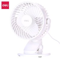 得力deliUSB风扇学生宿舍桌面小风扇电风扇台夹扇两档调节3688-USB台夹风扇-白色