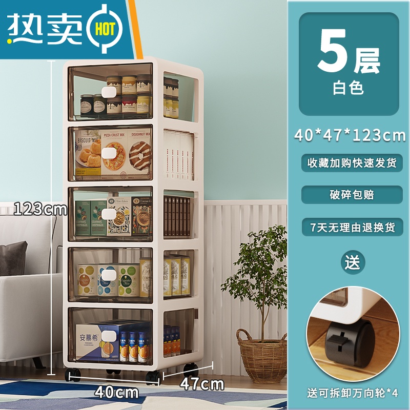 敬平零食置物架家用宿舍小推车玩具收纳客厅卧室可移动床头多层收纳架高清大图