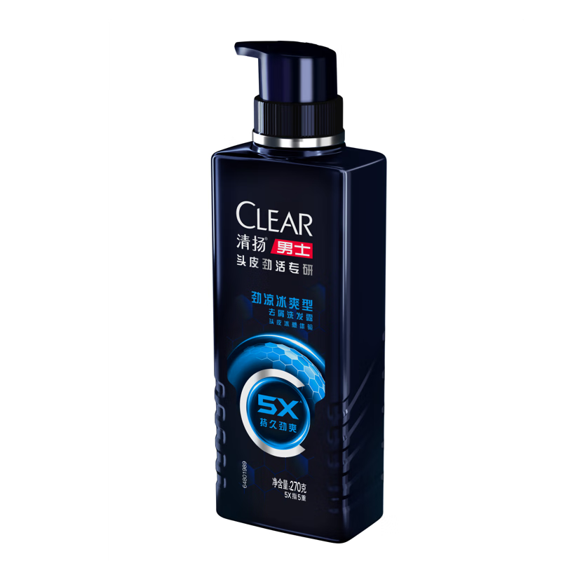 清扬(CLEAR)男士劲能瓶头皮劲活专研劲凉冰爽型去屑洗发水270g||高清大图
