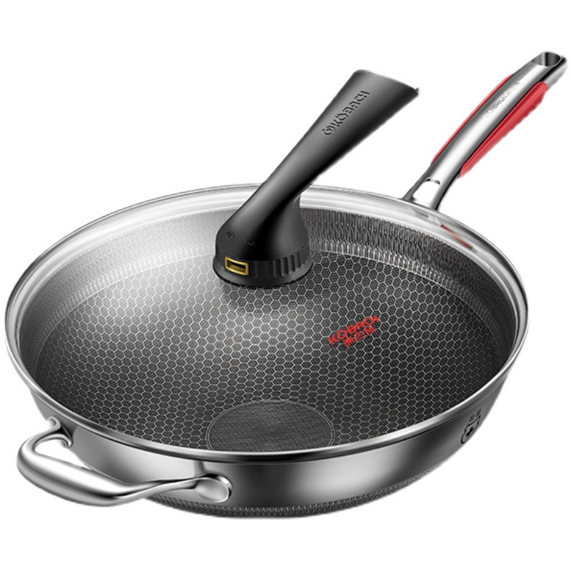 康巴赫旗舰s70炒锅不粘锅蜂窝锅不锈钢炒菜通用炉 四代欣悦炒锅[拍一