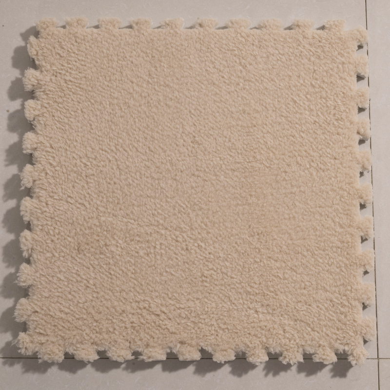 家柏饰(CORATED)卧室地毯满铺拼接绒面拼图泡沫地垫方块加厚爬行垫宿舍家用可机洗 浅咖啡（10片装）送围边 30*30cm（薄底高档长绒）