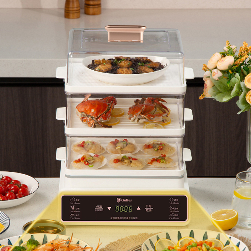 古菲斯-(GUFIUS)多功能防干烧家用电蒸锅 电火锅 电煮锅 电炒锅 电锅一体锅 煮蛋神器 GFZG-8002高清大图