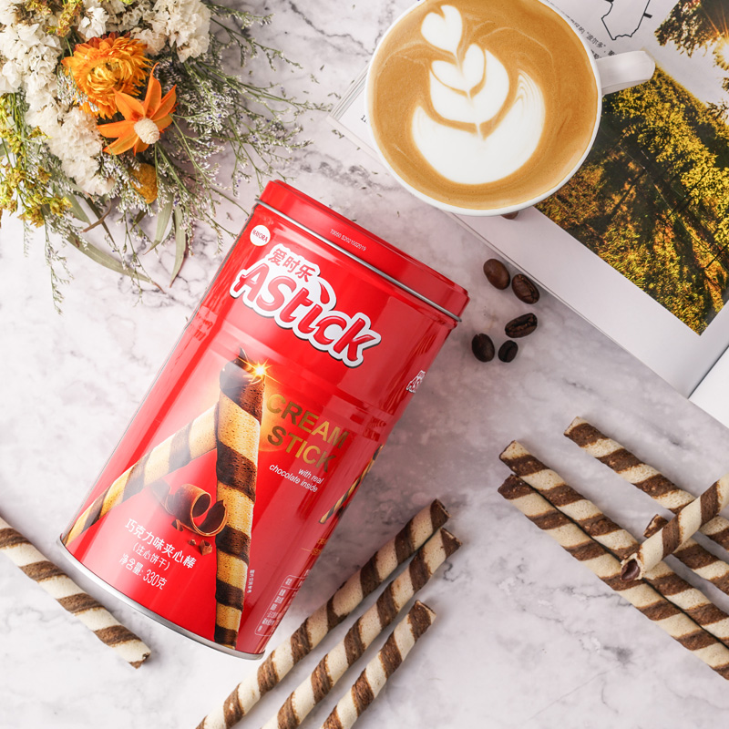 爱时乐(Astick) 注心饼干 零食 威化卷心酥巧可力味330g 休闲零食 办公室零食 (新老包装交替发货)高清大图