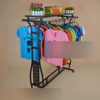 服装店展示架服装店货架双杠落地挂衣服架子展示架龙架中岛展架多色多款多功能时尚创意服装店家具服装落地衣帽架