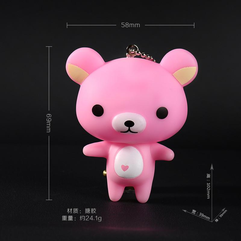 包包挂件可爱卡通钥匙扣女生日轻松创意小熊钥匙扣链汽车圈铃铛-粉熊+粉绳+粉相机