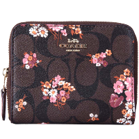 COACH 蔻驰 女钱包女士深咖印花PVC短款钱包钱夹 F31955 IMBMC
