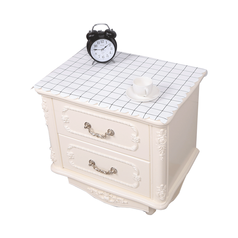 家柏饰(CORATED)床头柜盖布防水防油免洗北欧家用防尘罩套卧室床头盖巾冰箱防尘布 浅蓝大格子 40*60cm高清大图