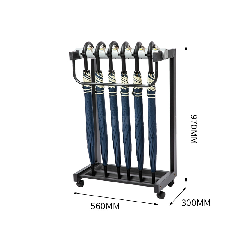 翌嘉YJ4122847 雨伞架大容量伞架商用酒店铁艺含锁雨伞收纳架 加高款6头含6把伞高清大图