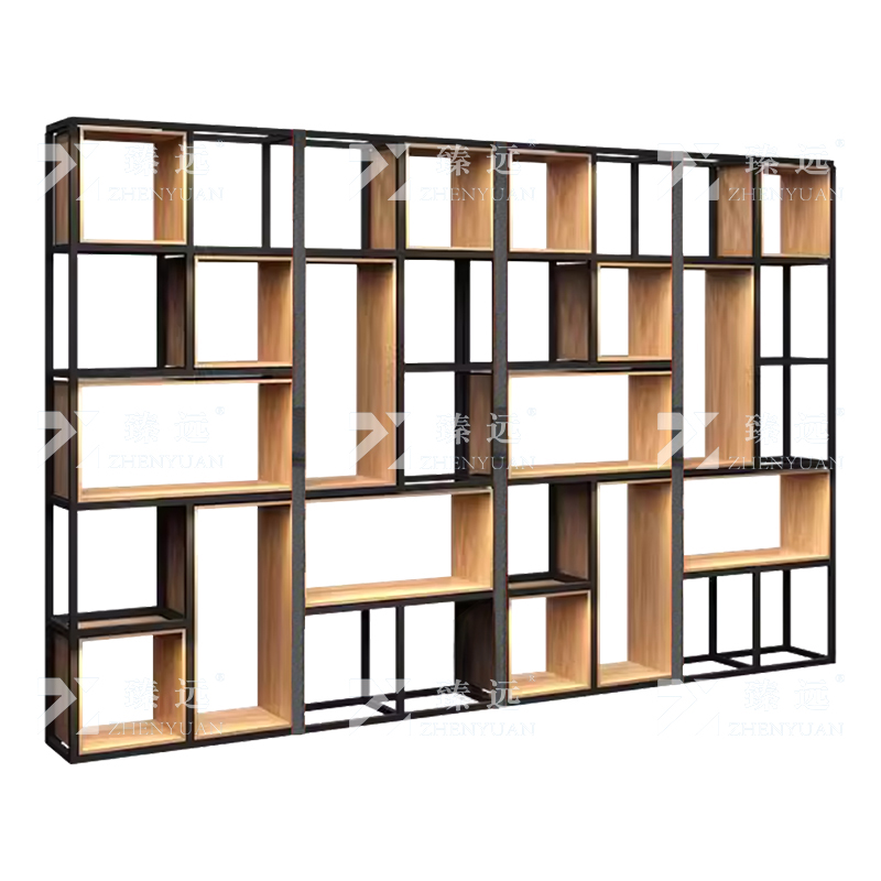 臻远ZY-SNJ-17置物架办公室隔断展示架落地多层书架客厅铁艺收纳架高清大图