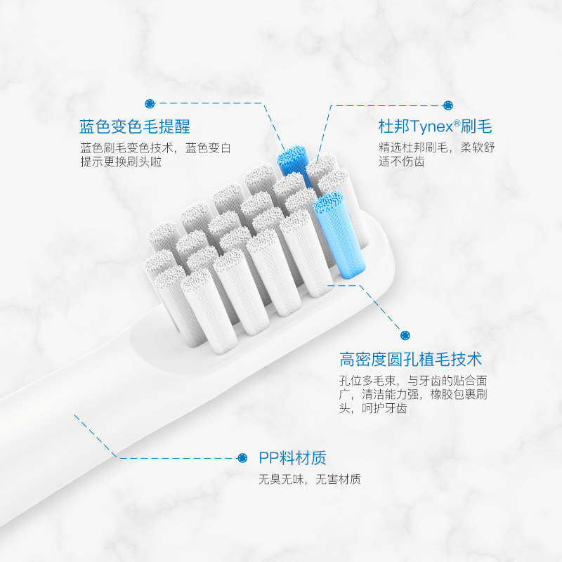 苏宁极物电动牙刷头白色3支装 适配苏宁极物电动牙刷青春版SN301