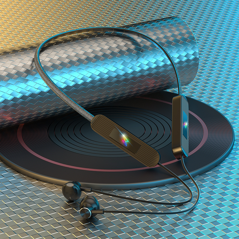 游蝶挂脖蓝牙耳机led炫彩呼吸灯电竞游戏运动无线耳机双模切换磁吸