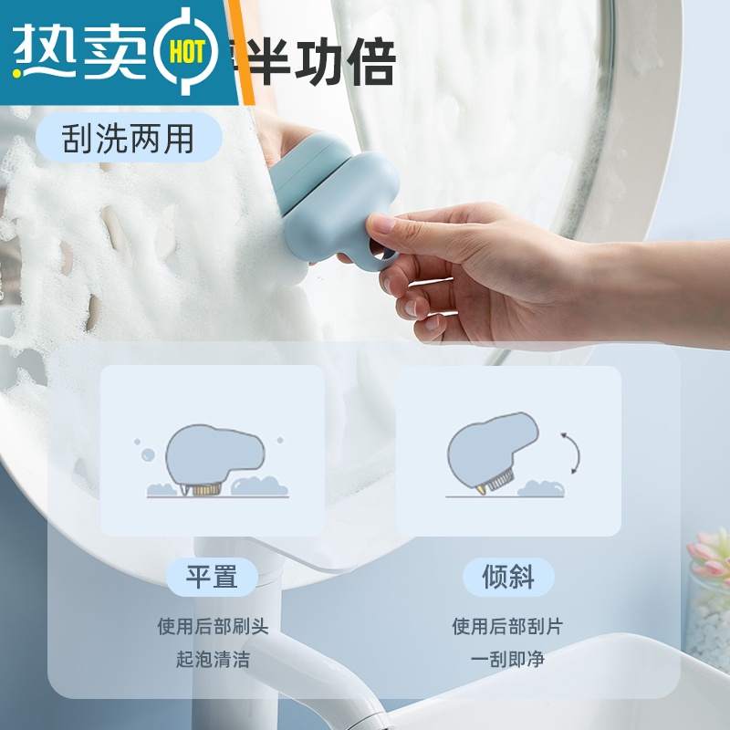 敬平擦玻璃器家用卫生间硅胶擦镜子专用清洁工具清洗刷擦窗户刮水器 柠檬黄高清大图