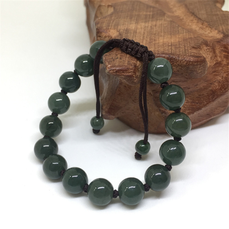 玉石手串手链手链翡翠女款油青圆珠念珠佛珠手串送女朋友七夕情人节