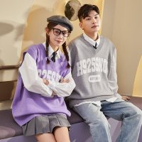 唐狮0春季新款情侣针织红色V领毛衣本命年背心马甲新年衣服潮 M 品紫（男女同码）