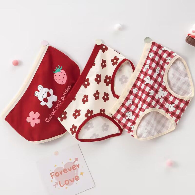 女童内裤1-13岁儿童棉三角裤女孩平角裤女短裤内衣裤四角裤 XXXL码建议70-89斤 8809（纯棉三角）3条装