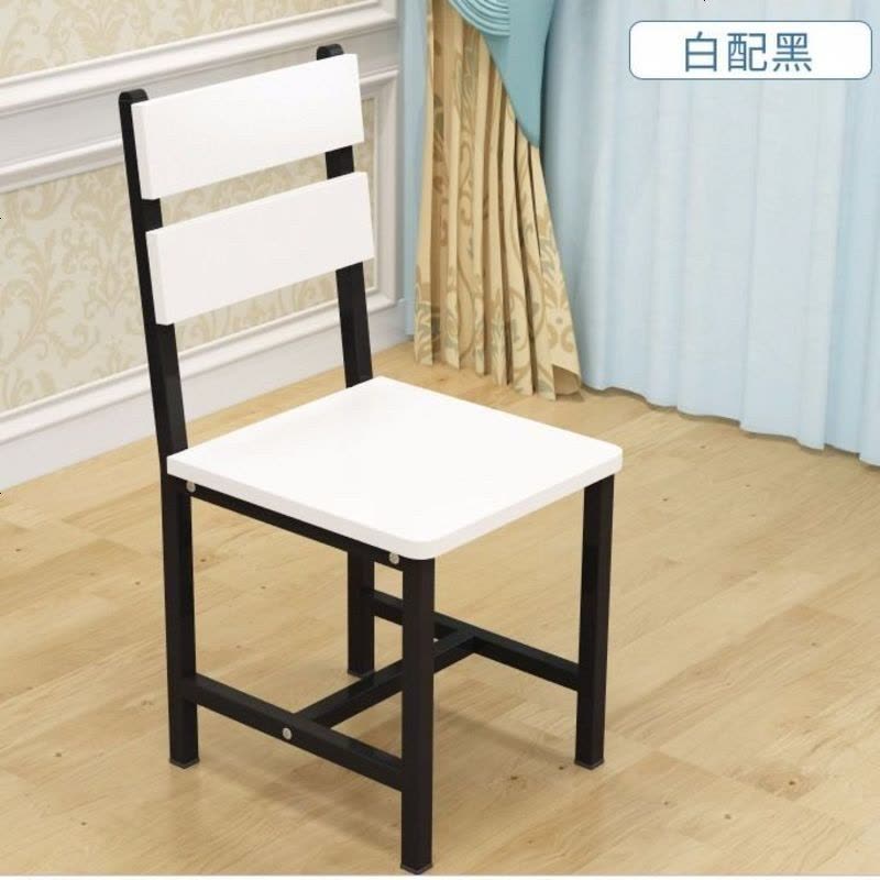 现代简约餐桌椅木质铁艺休闲靠背椅家用创意餐桌椅子成人餐厅凳子 白枫面+白色腿(四把起拍)图片
