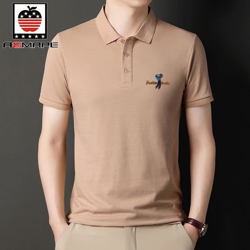 爱曼普新款男士半袖体恤衫男刺绣高级棉T恤男抗皱透气POLO衫男潮图片
