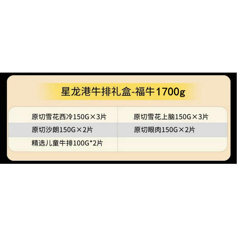 星龙港牛排 福牛 1700g 盒高清大图
