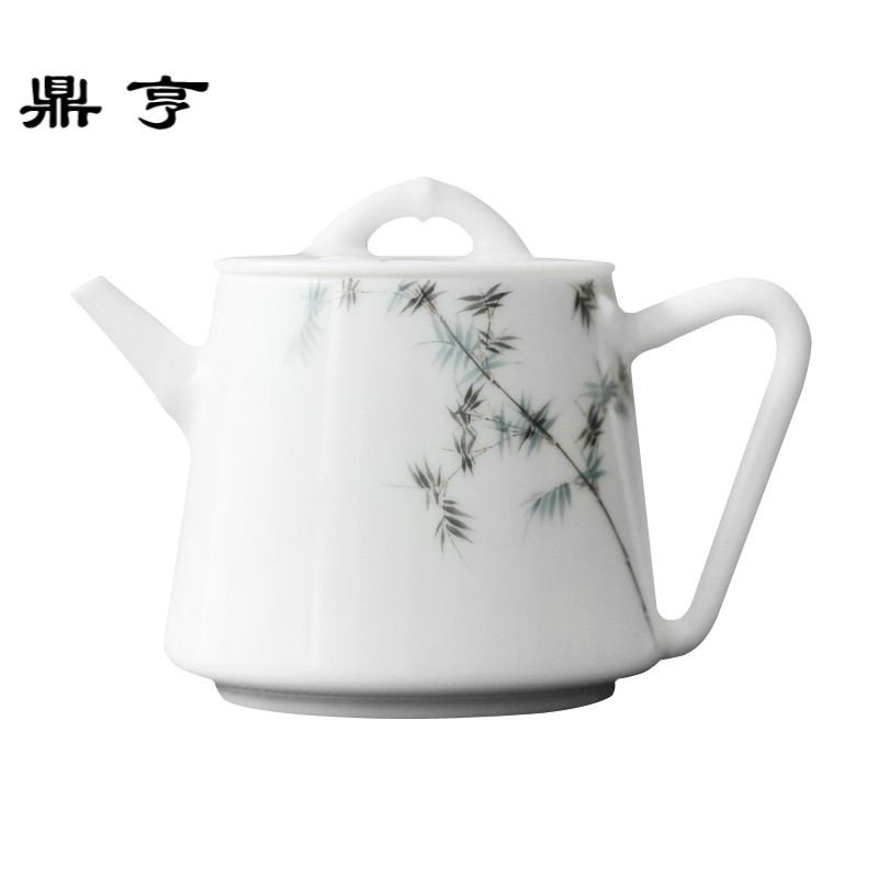 鼎亨春泥手绘竹子茶壶玉泥陶瓷功夫茶具景德镇小茶壶日式急须功夫