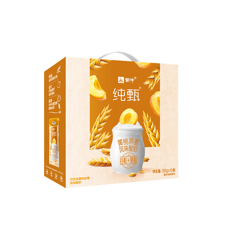 蒙牛 纯甄 常温风味酸牛奶 燕麦加黄桃 200g*10 早餐奶酸奶
