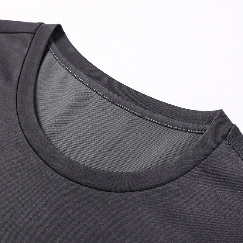 专柜夏季圆领桑蚕丝短袖t恤男薄款冰丝半袖潮流韩版男装渐变色体高清大图