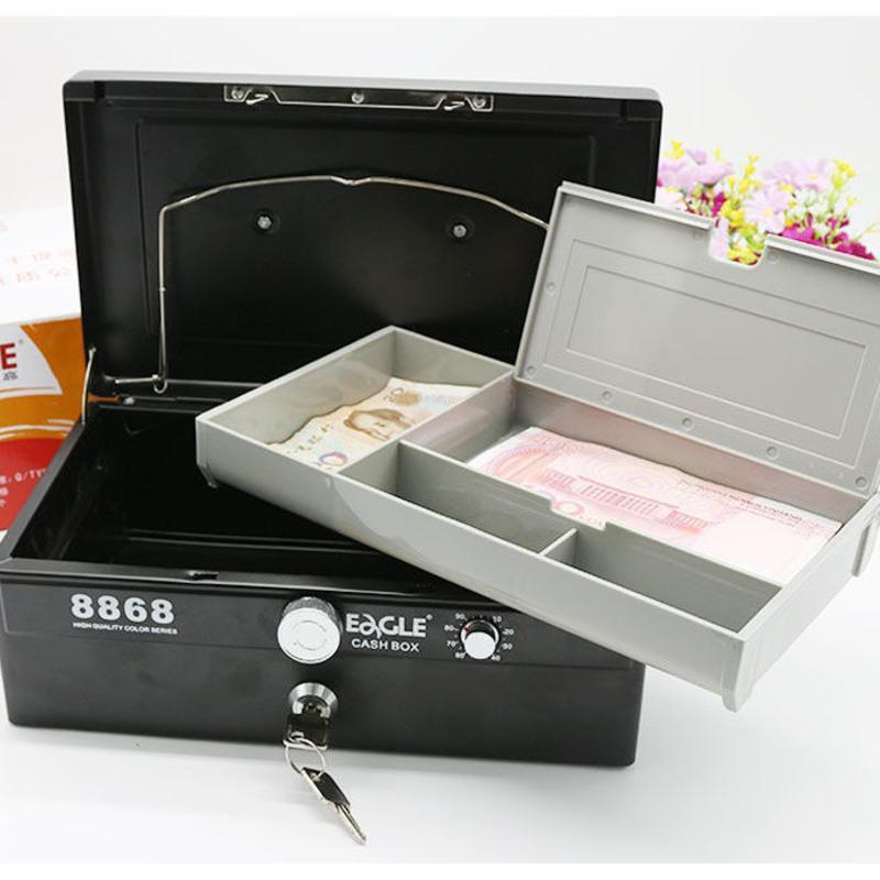 蓝色 常规 益而高手提金库 8868特大型金属手提保险柜密码机械锁收纳盒钱箱