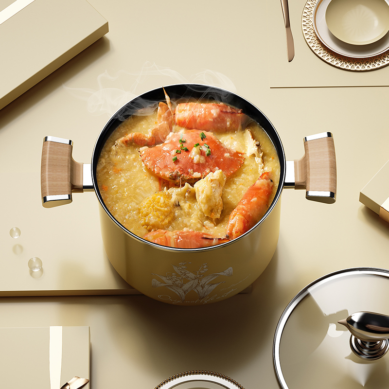 火象 鸟语花香珐琅汤锅HXG-TG352 浅黄色23.5cm高清大图