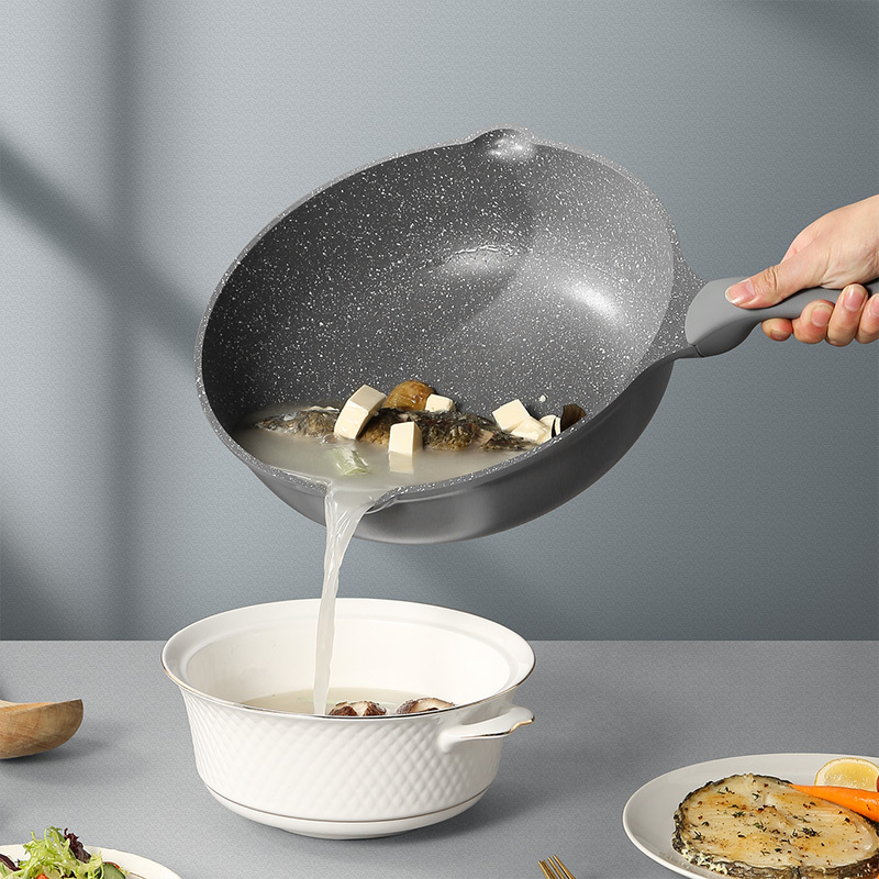 [进口不粘][煎锅26cm] 炊大皇锅具套装麦饭石不粘锅四件套组合家用炒锅电磁炉燃气通用