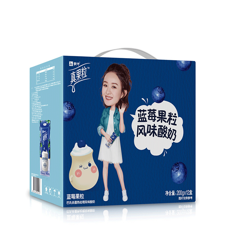 蒙牛 真果粒 蓝莓果粒风味酸奶康美笑脸包200g×12包