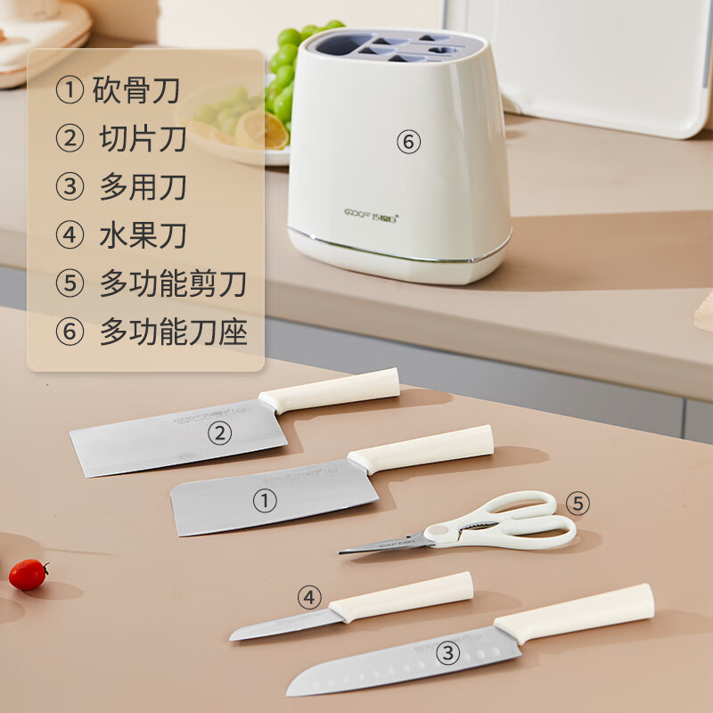 巧媳妇(SMART WIFE)棱致系列6件套 K-1728-6刀具套装厨房 8铬钼钒钢 家用不锈钢切菜刀套装组合高清大图