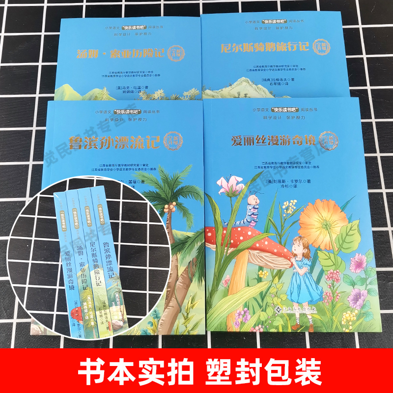 [必读7册]六年级下册(送写好中国字练习册) [正版]赣州专版快乐读书吧六年级下册全套4册 鲁滨孙漂流记尼尔斯骑鹅旅行记