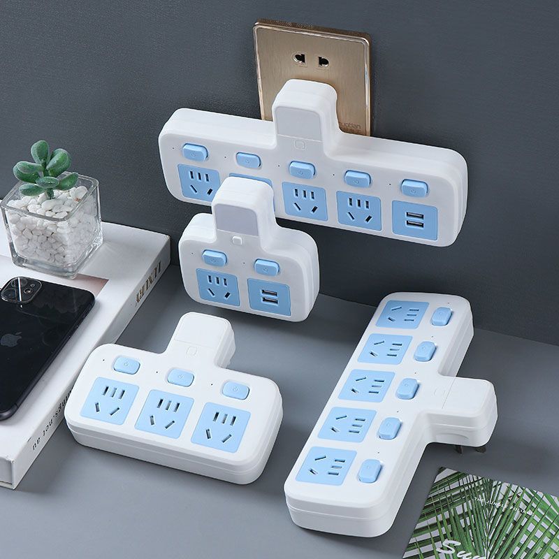 触电独立开关小夜灯无线一转多位插座防雷usb转换器插座排插转换插头>