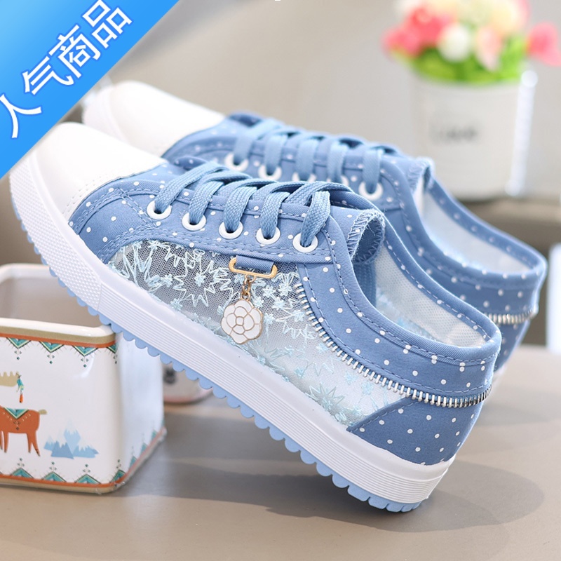 SUNTEK2022新款镂空初中学生帆布鞋女透气网面运动鞋百搭软底休闲板鞋2高清大图