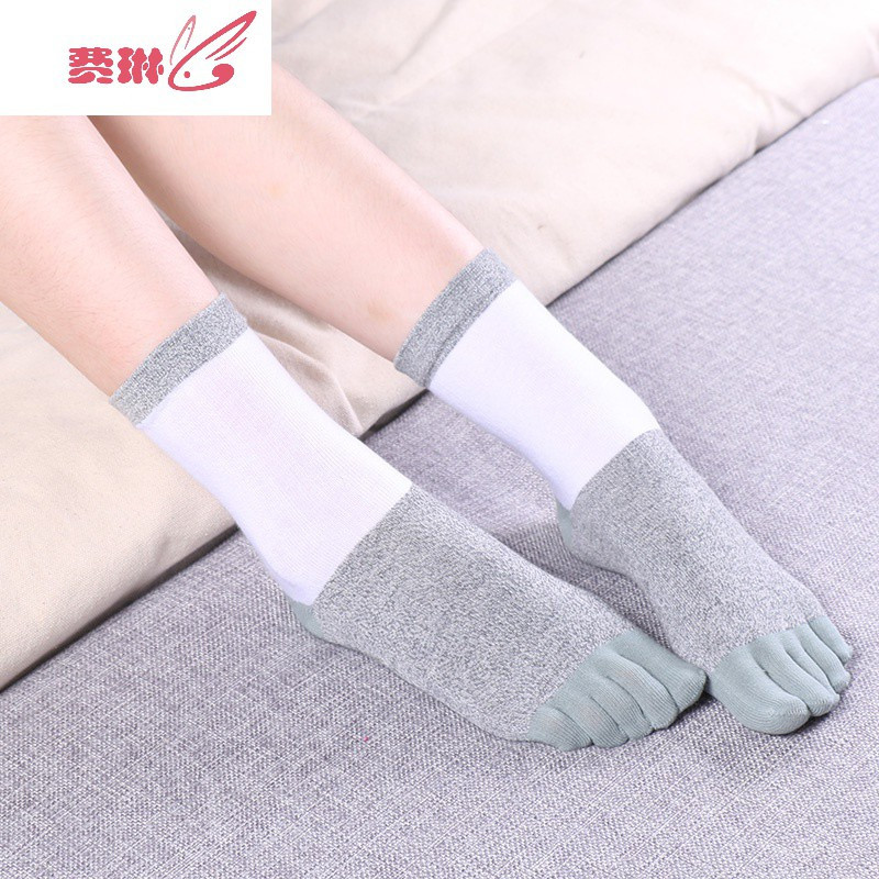 3双女中筒五指袜情侣拼色分趾袜脚趾袜棉日系搭配cos费琳短袜袜子