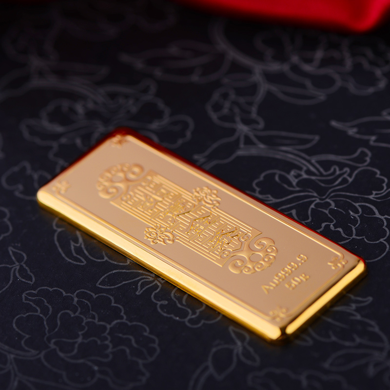 老庙黄金足金9999薄片投资金条如意金条50克