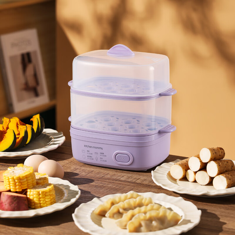 厨创妈咪(kitchen mommy)煮蛋器双层小型迷你蒸蛋蒸包子多功能早餐机KT-ZDQ-002 3.2L