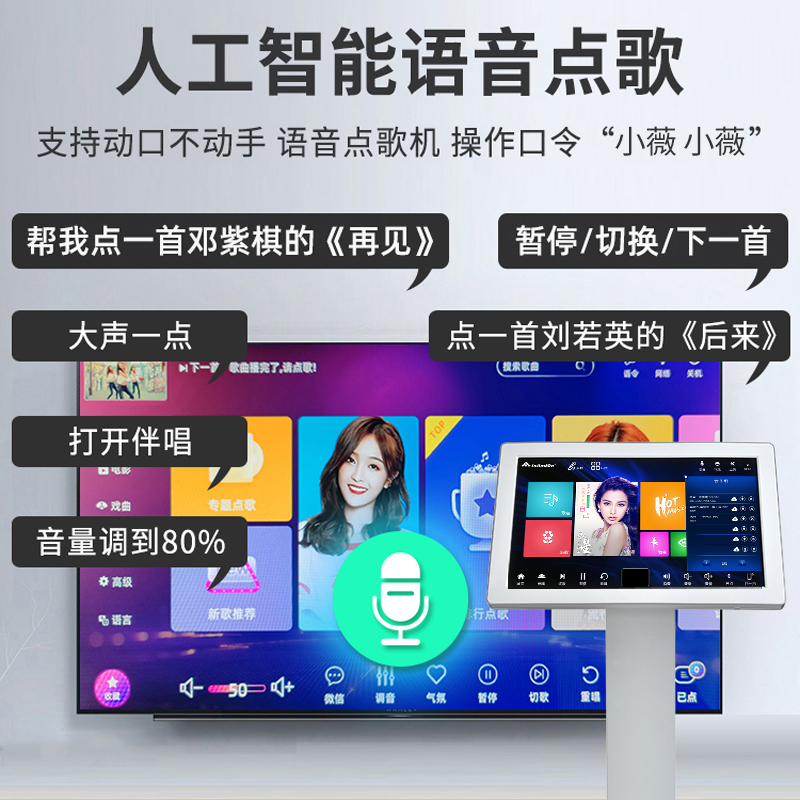 奔腾(BNTN)家庭KTV音响3TB点歌机套装家庭影院家用卡包功放卡拉OK无线U段话筒客厅唱歌k歌会议室8200配豪庭白高清大图