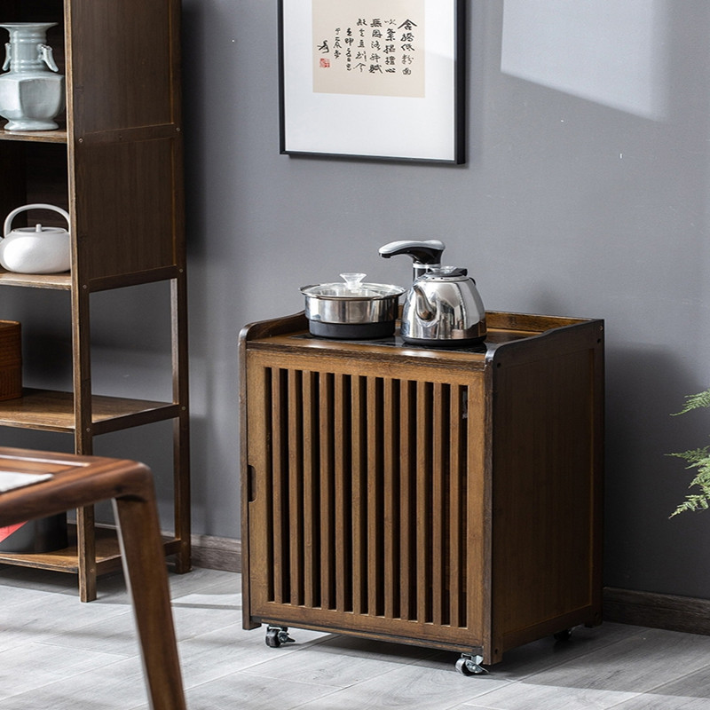 炎黄龙祥茶吧柜带轮茶水柜办公室一体置物家用茶水柜视频