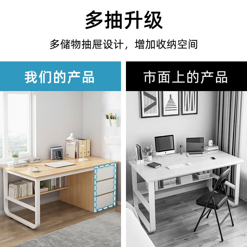 书桌学习桌学生家用写字电脑桌台式工作台卧室简易带抽屉办公桌子图片