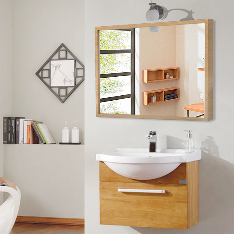 浴室镜卫生间镜子化妆镜厕所浴室镜子宿舍简约梳妆台镜子带框壁挂