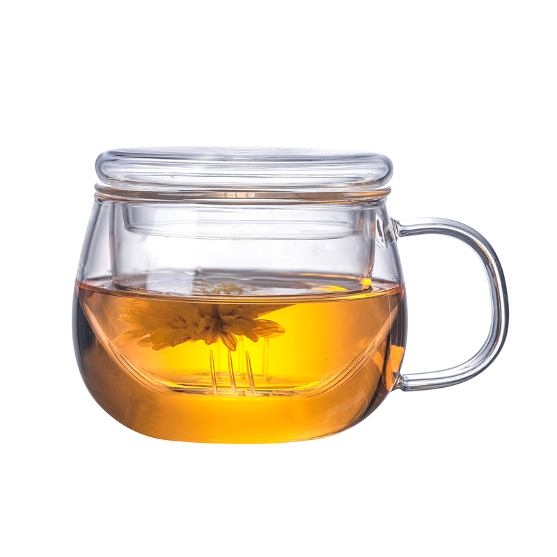 耐热加厚玻璃杯花茶杯泡茶杯过滤内胆办公杯家用水杯 三维工匠 加厚小鸭嘴450三件杯高清大图