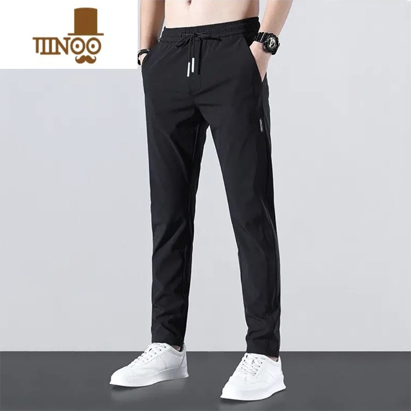 YANXU冰丝裤子男士夏季薄款卫裤宽松百搭灰色运动裤男款潮牌直筒休闲裤高清大图