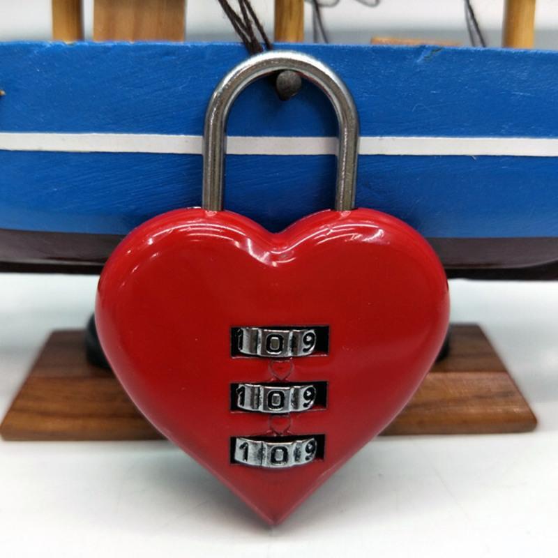 [买二送一]心形密码锁迷你小挂锁拉杆箱包笔袋抽屉通用小锁头 大红