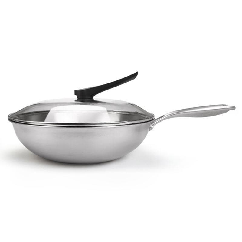 康巴赫炒锅不粘锅蜂窝蜂巢平底锅304不锈钢轻油烟燃气电磁炉明火通用炒菜锅32cm图片