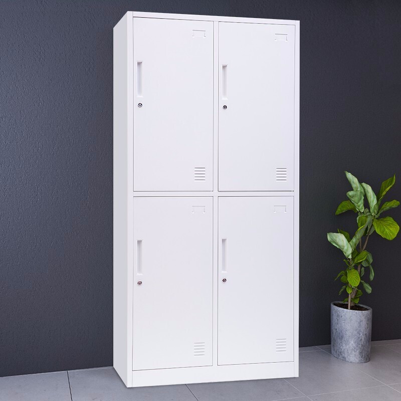 震海白色四门更衣柜储物柜鞋柜员工存包柜钢制办公柜类更衣柜衣柜 家用四门衣柜高清大图