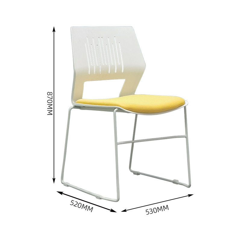 臻远 ZY-7486 简约培训椅办公会议椅电脑椅靠背椅 白架黄垫高清大图