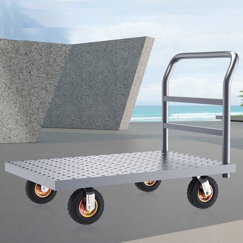 汇特益钢板车平板车小推车高承重手推车手拉车物流搬运车拖车80125cm