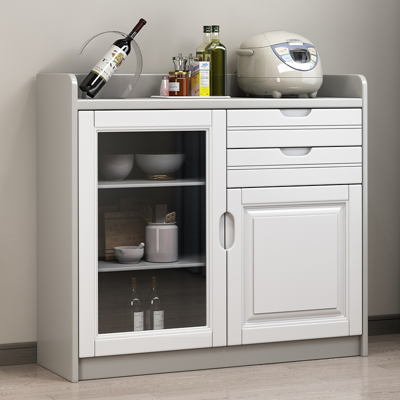 青木川 实木餐边柜酒柜一体餐厅客厅家用办公室茶叶柜一米小型迷你角柜边柜1米立柜收纳储物柜落地茶水柜高清大图