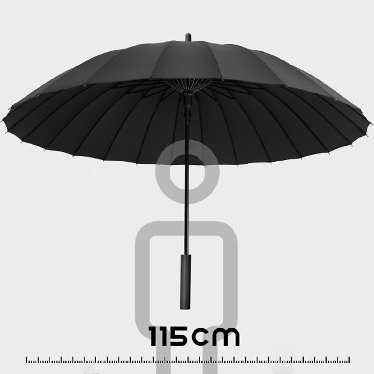 日暿RX-YS005 115cm半自动长柄雨伞(计价单位:把) 黑色高清大图
